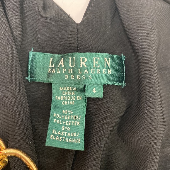 Lauren Ralph Lauren Black Dress Embellished with Gold Chain - Picture 10 of 11